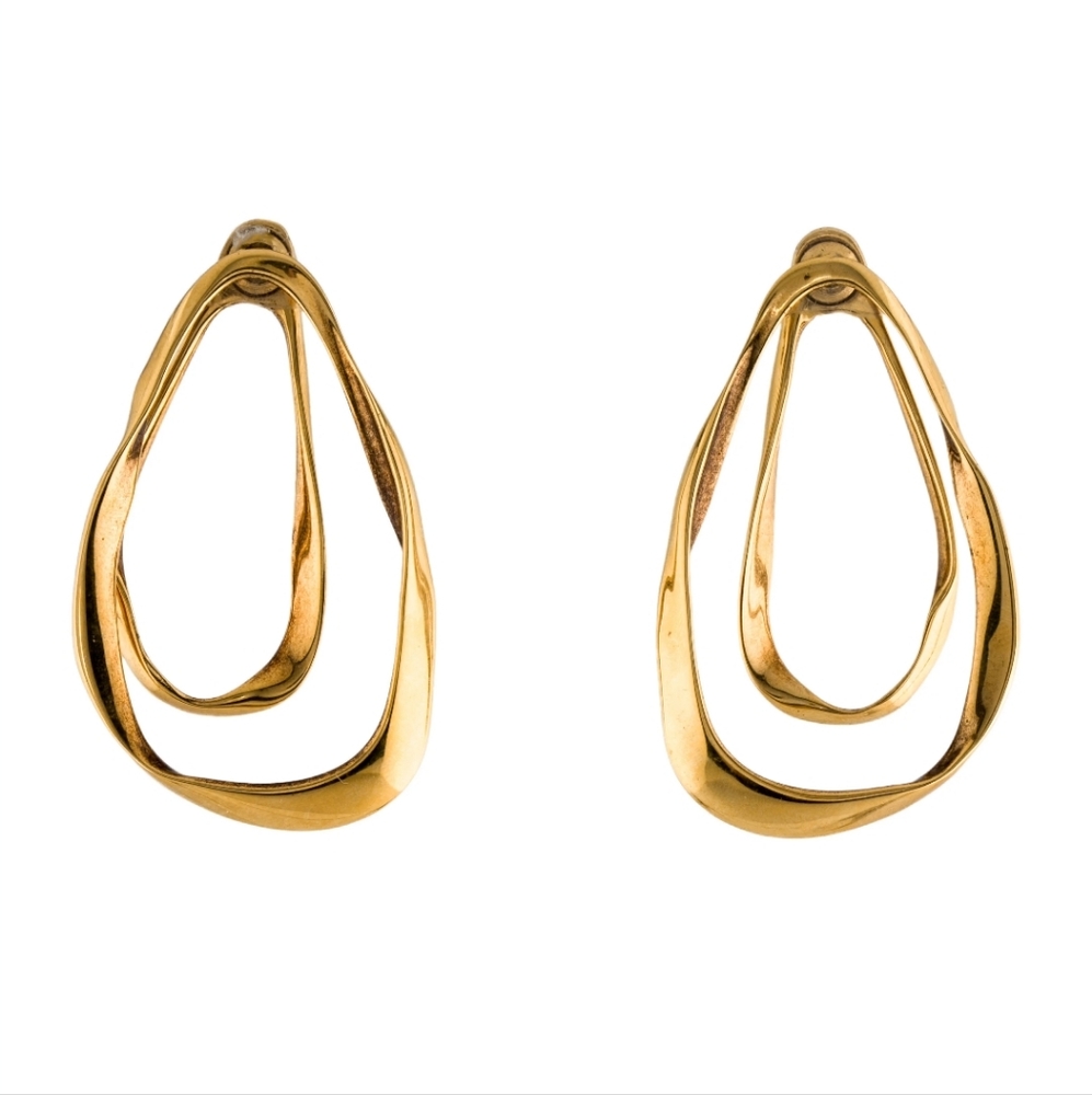 Gold teardrop front and back earrings; nwot - Picture 2 of 7